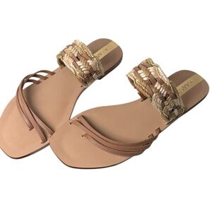 Kaanas campos thong sandals tan cream braided raffia beach coastal 6